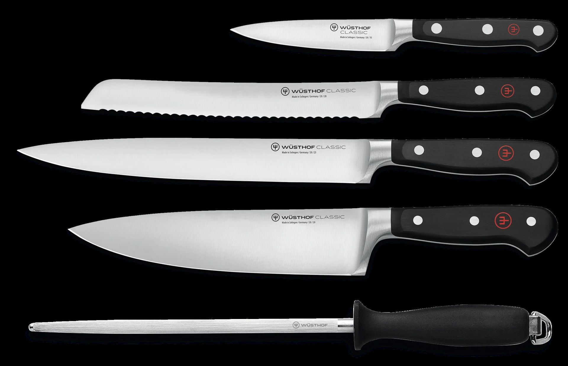 classic five piece knife set by wusthof