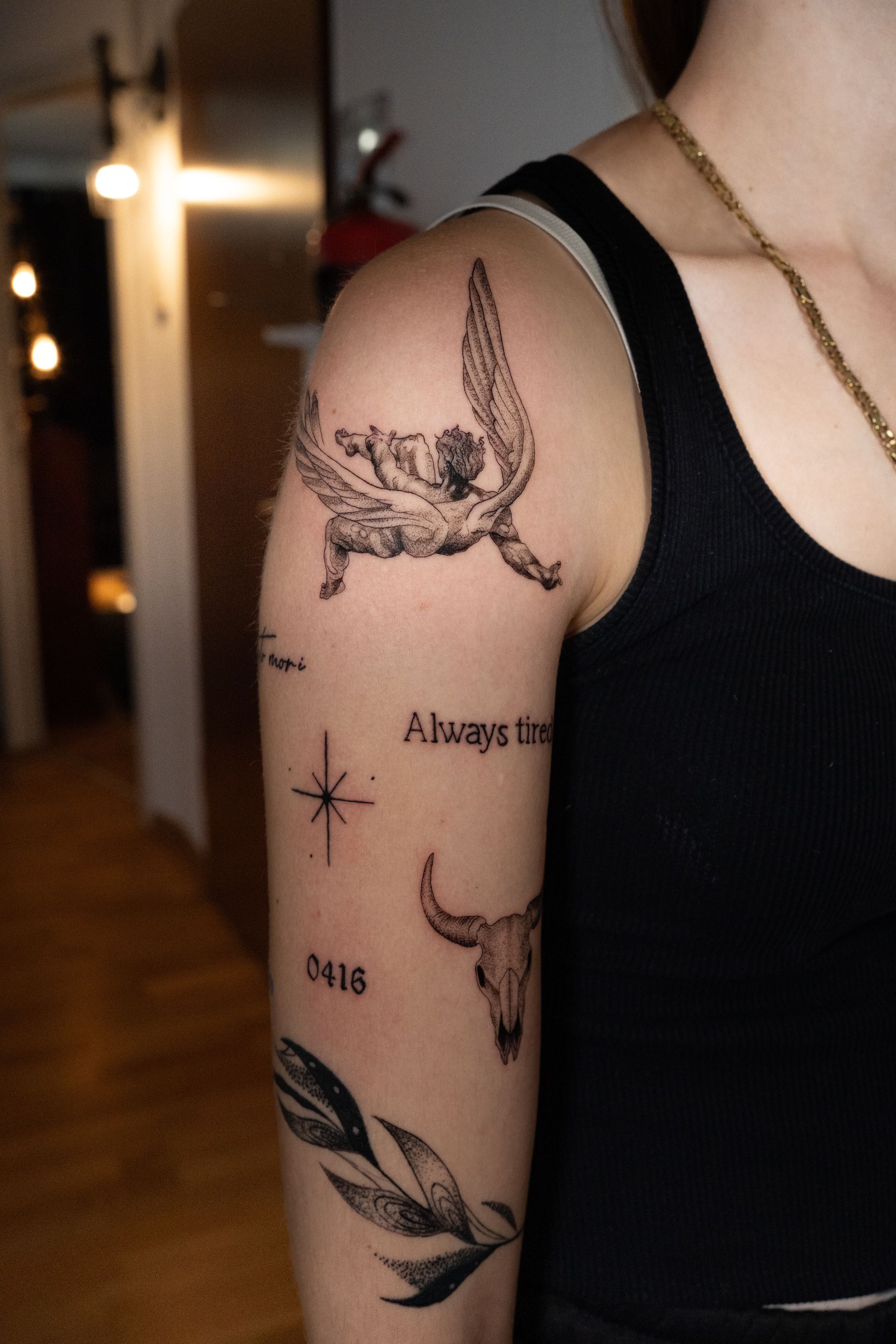 Micro Realistic Tattoo of an Angel