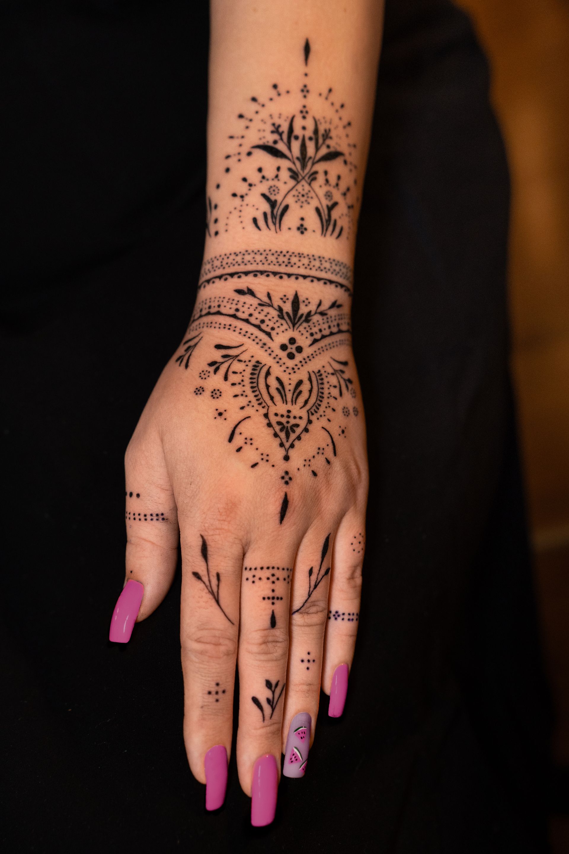 Fine Line hand tattoo