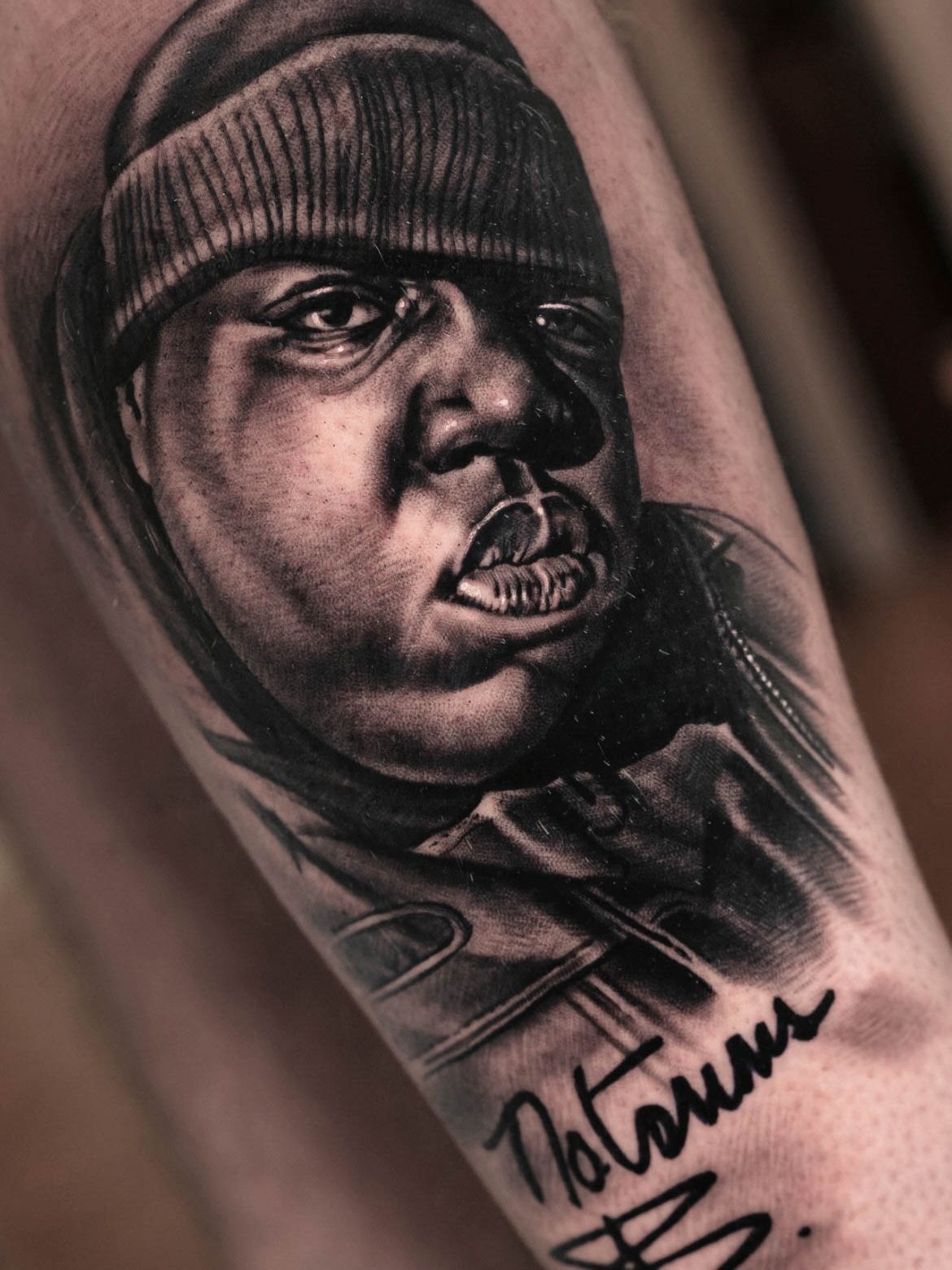 Biggie Smalls tattoo portrait
