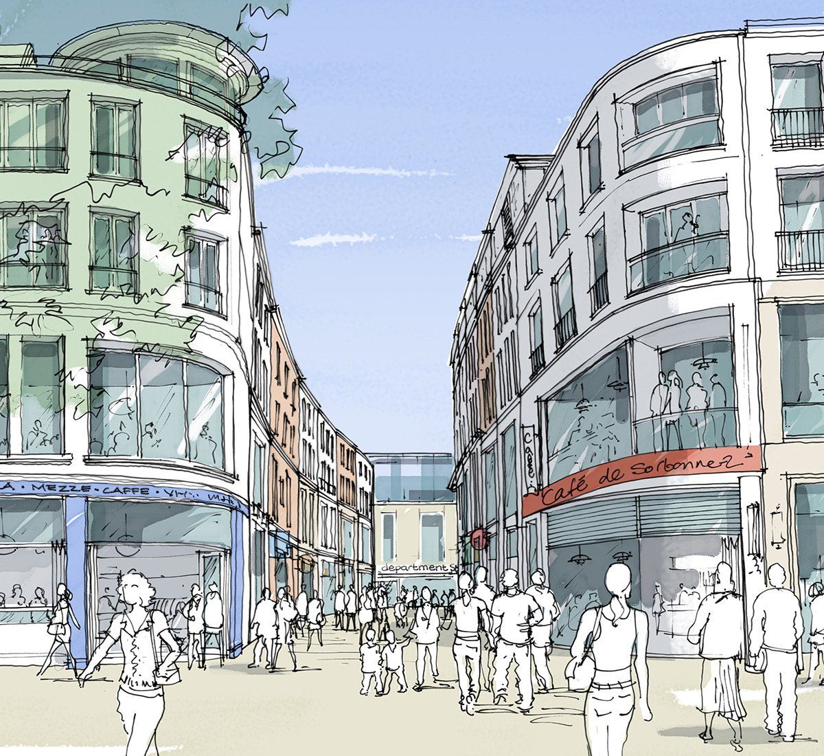 Proposed concept sketch for Lindongate Lincoln designed by LSH Architects