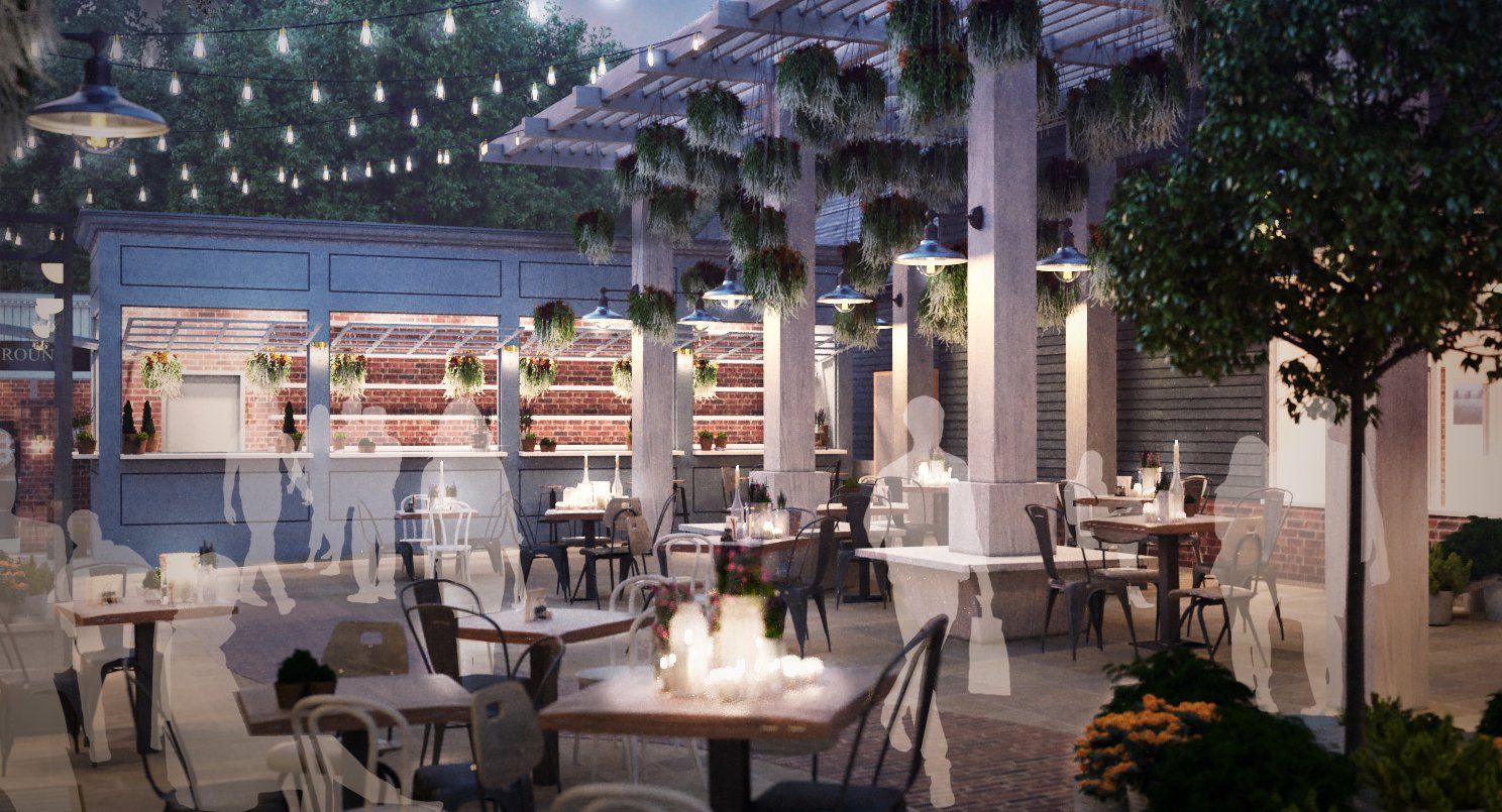 Exploration of concept for an exterior F&B area at Bicester Village by LSH Architects