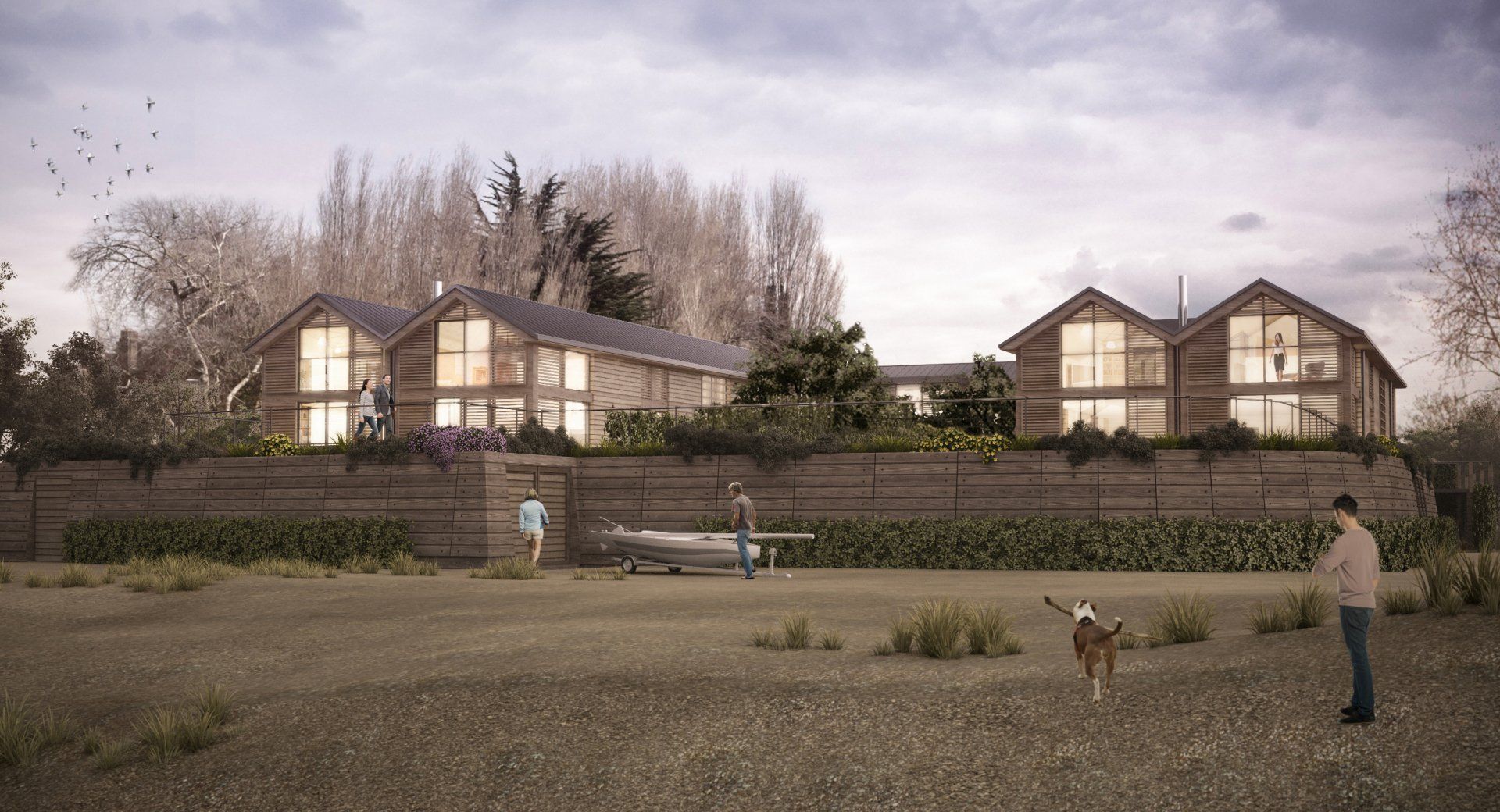 Bosham waterfront houses to replace derelict industrial buildings designed by LSH Architects