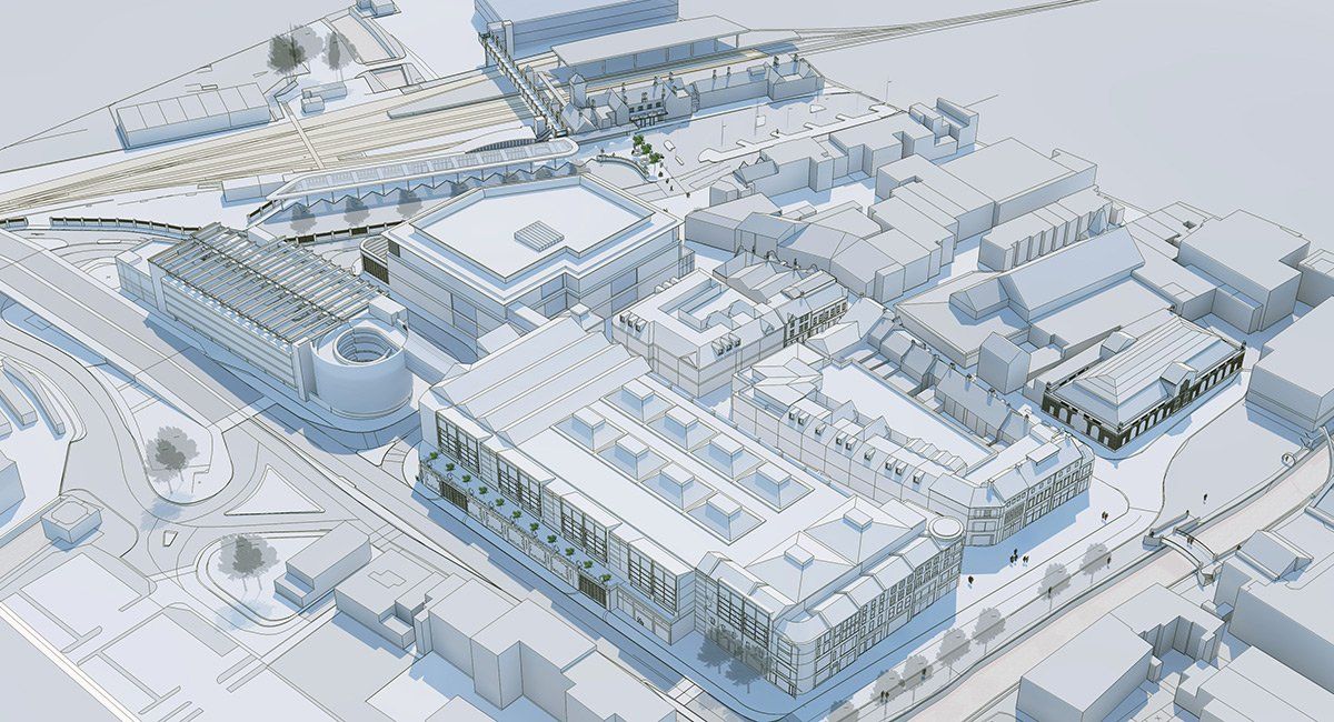 Proposed concept aerial CGI for Lindongate Lincoln designed by LSH Architects