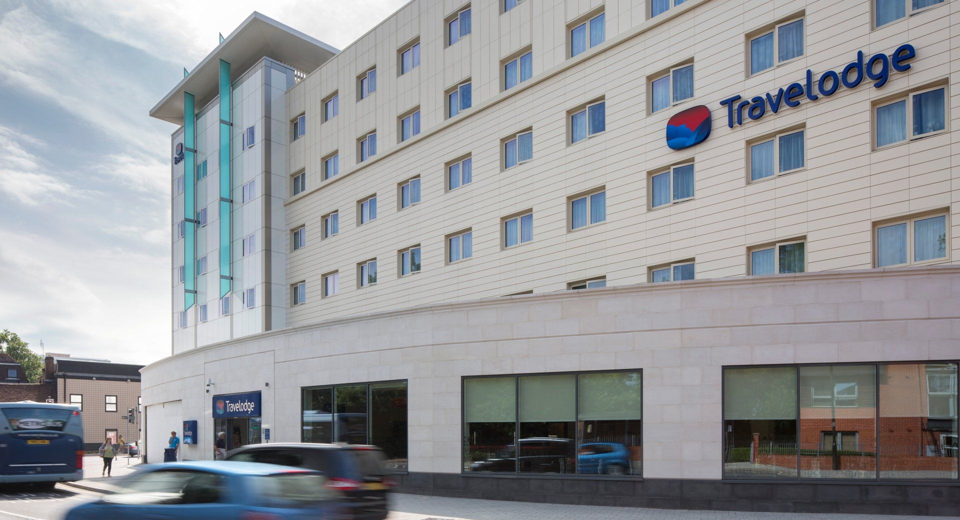 Exterior photo of one of a number of Travelodge hotels completed by LSH 