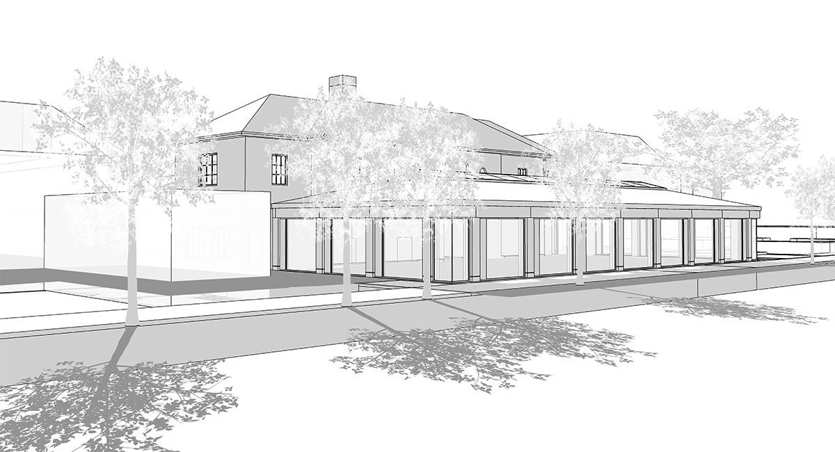 Exterior CGI of Edge Grove School new dining facility by LSH Architects