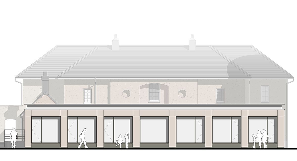 Elevation of Edge Grove School new dining facility by LSH Architects