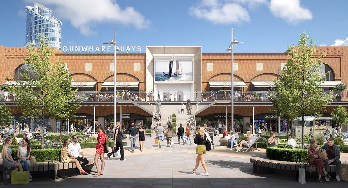 CGI showcasing transformation of Gunwharf Quays, Portsmouth by LSH Architects