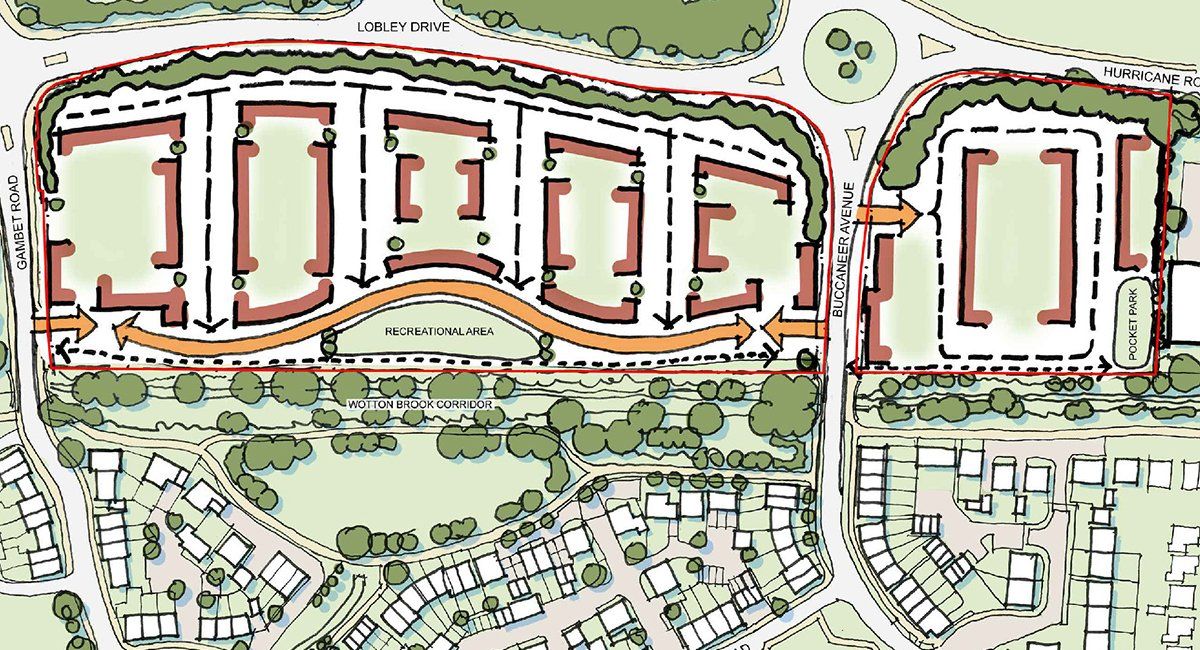 Nerva Meadow is a consented scheme for over 100 homes set within a hectare of public space by LSH Architects