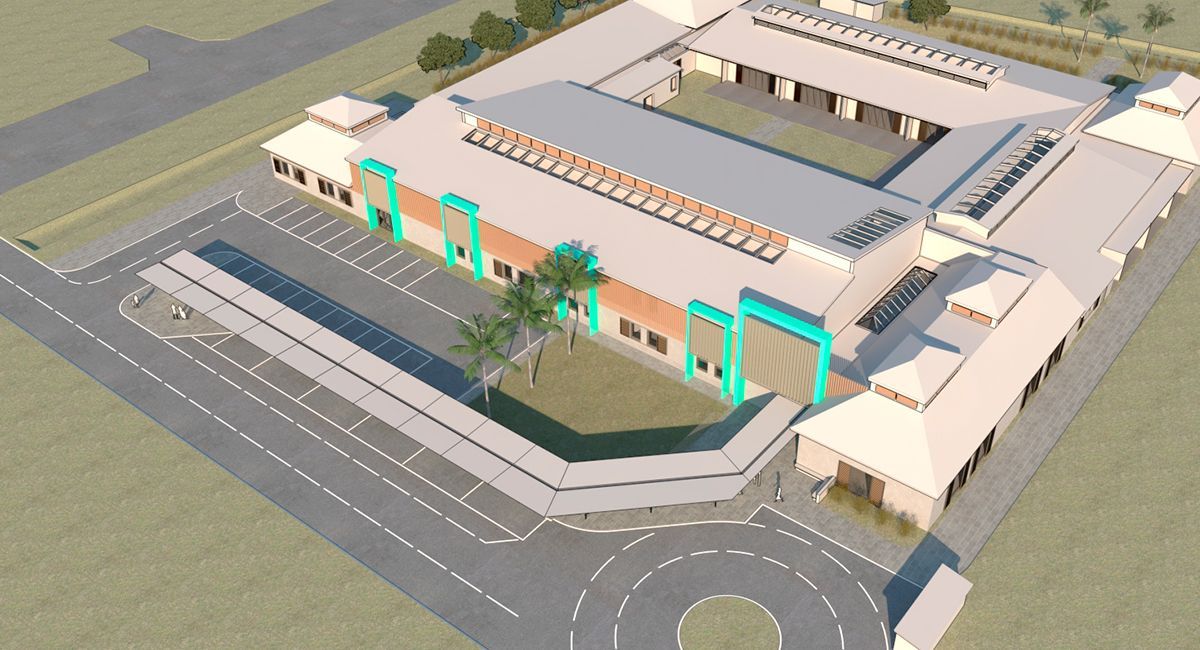 Aerial 3D view of 1 of 2 SEN schools in St Lucia designed by LSH Architects