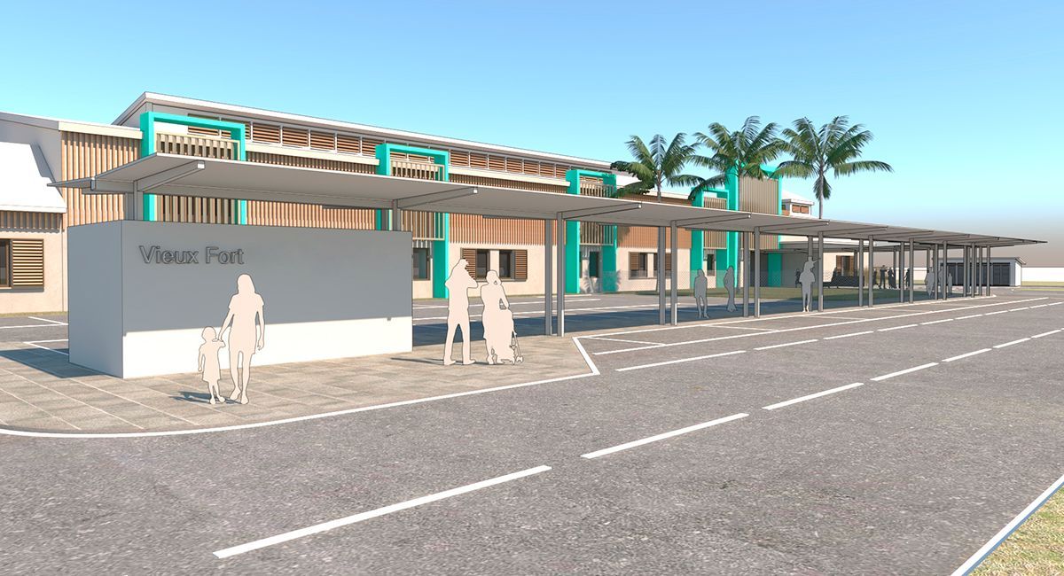 Concept 3D view of 1 of 2 SEN schools in St Lucia designed by LSH Architects