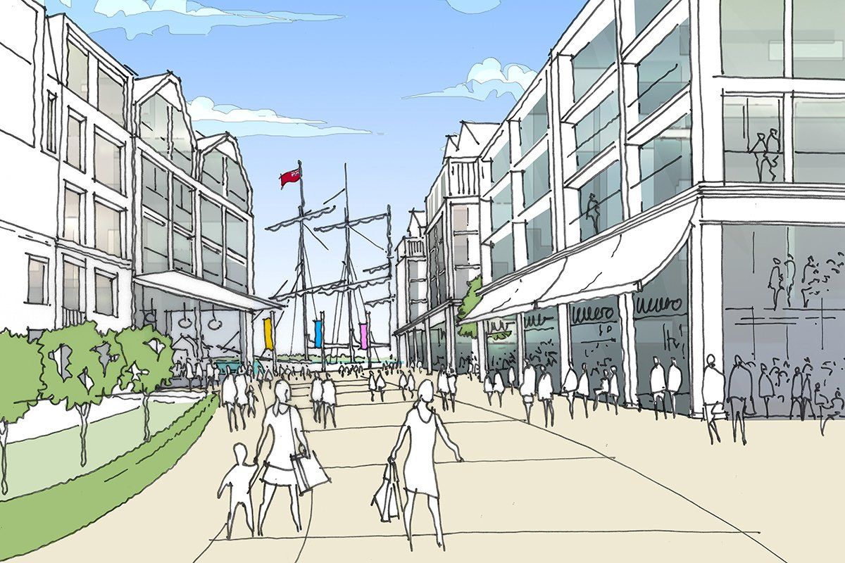 Illustrative sketch proposals for Royal Pier Waterfront Southampton by LSH Architects
