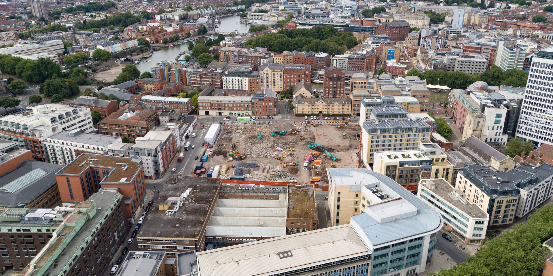 On site aerial view of Redcliff Quarter by LSH Architects
