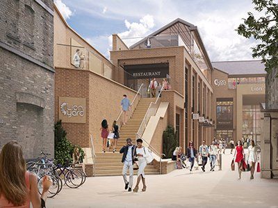 CGI view of transformed Lion Yard, Cambridge designed by LSH Architects