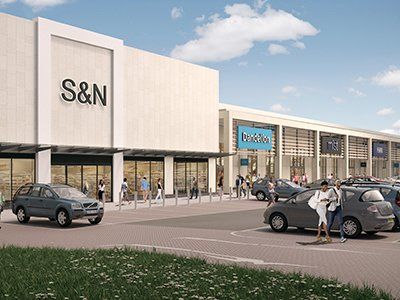 Exterior CGI of proposed Maylands Retail Park, Hemel Hempstead