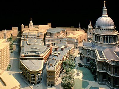 Model of proposals for Paternoster Square, London by LSH Architects