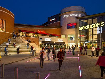 Regent Circus, Swindon at night by LSH Architects
