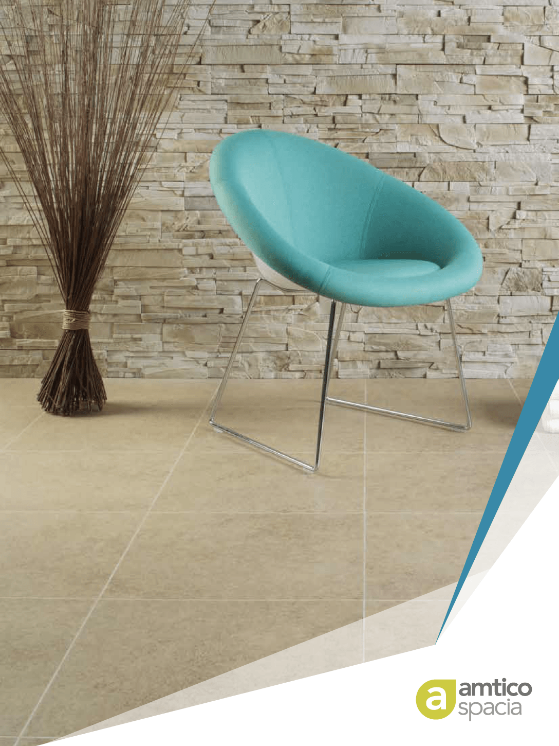 Interior Flooring Newbury |A blue chair is sitting in front of a brick wall.