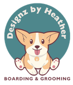 A logo for paws and whiskers boarding and grooming