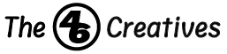 the 46 creatives logo is white on a black background