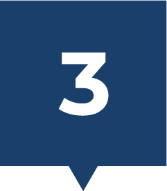 A blue speech bubble with the number three on it.