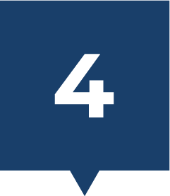 A blue speech bubble with the number four on it.
