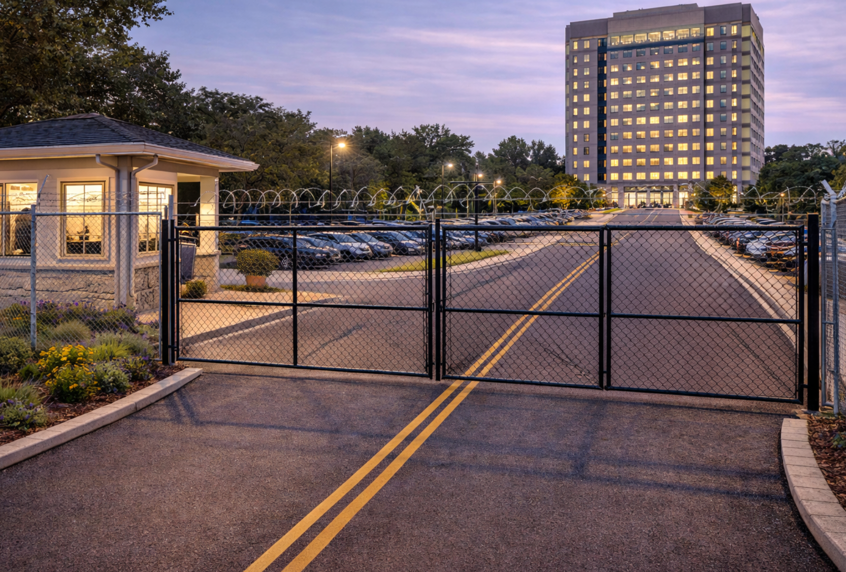 chain link fence with barbed wire