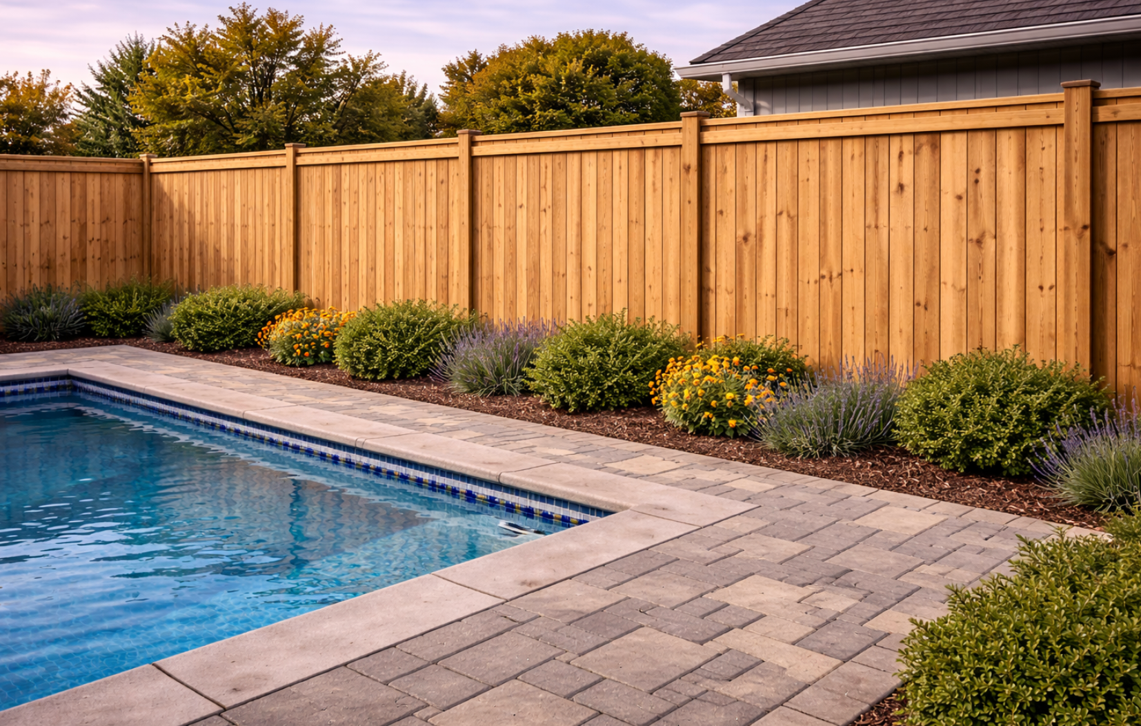 pressure treated pine fence with medium stain