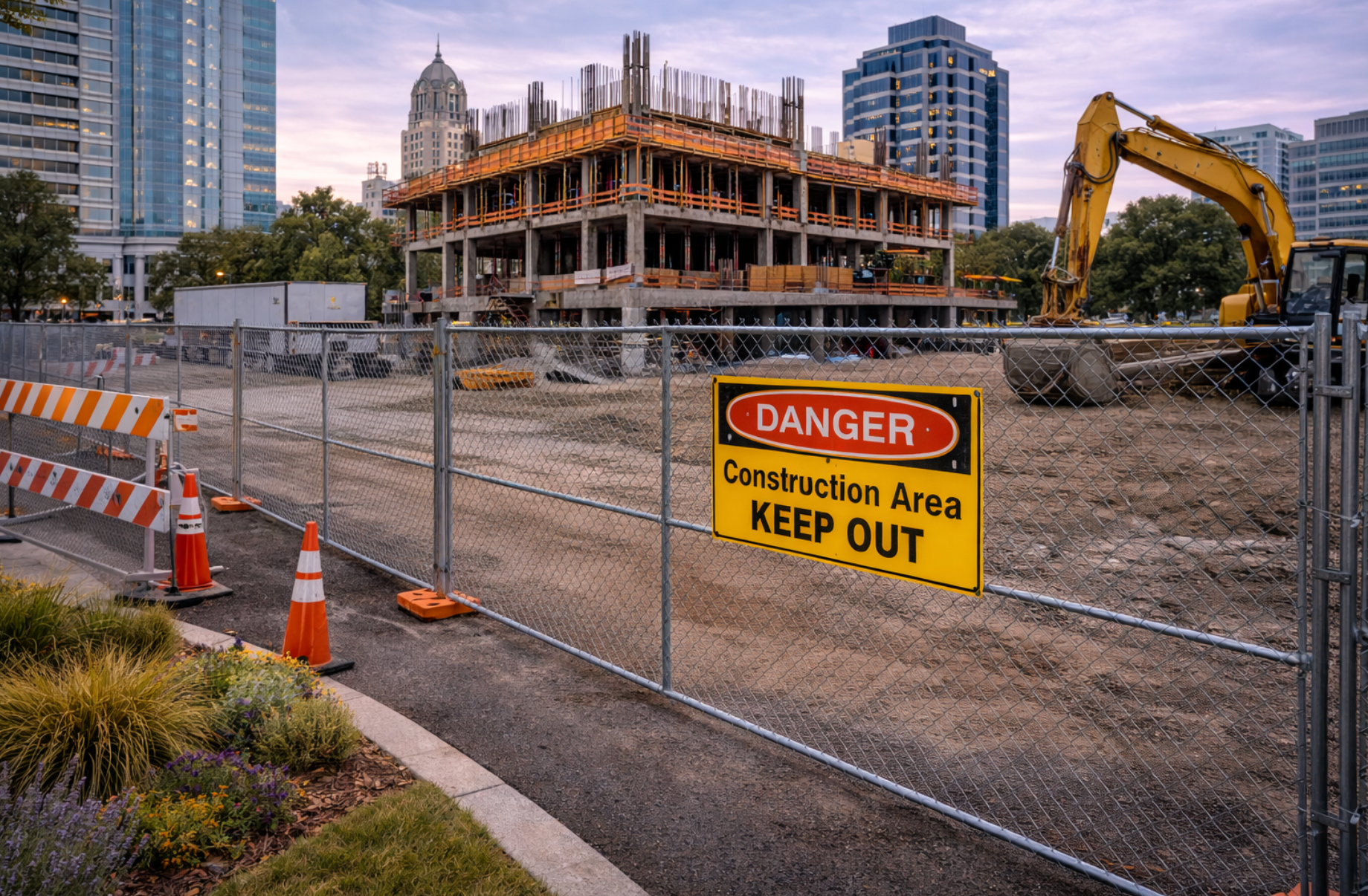 commercial construction temporary fencing
