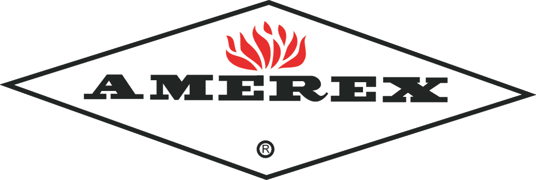 A logo for a company called amerex with a fire in the middle.