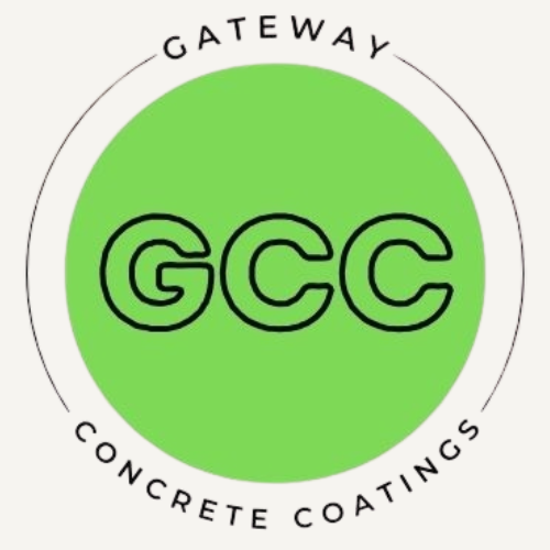 Logo for Gateway Concrete Coatings with black "GCC" text centered inside a bright green circle against a white background.