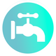 An icon of a faucet in a blue circle.