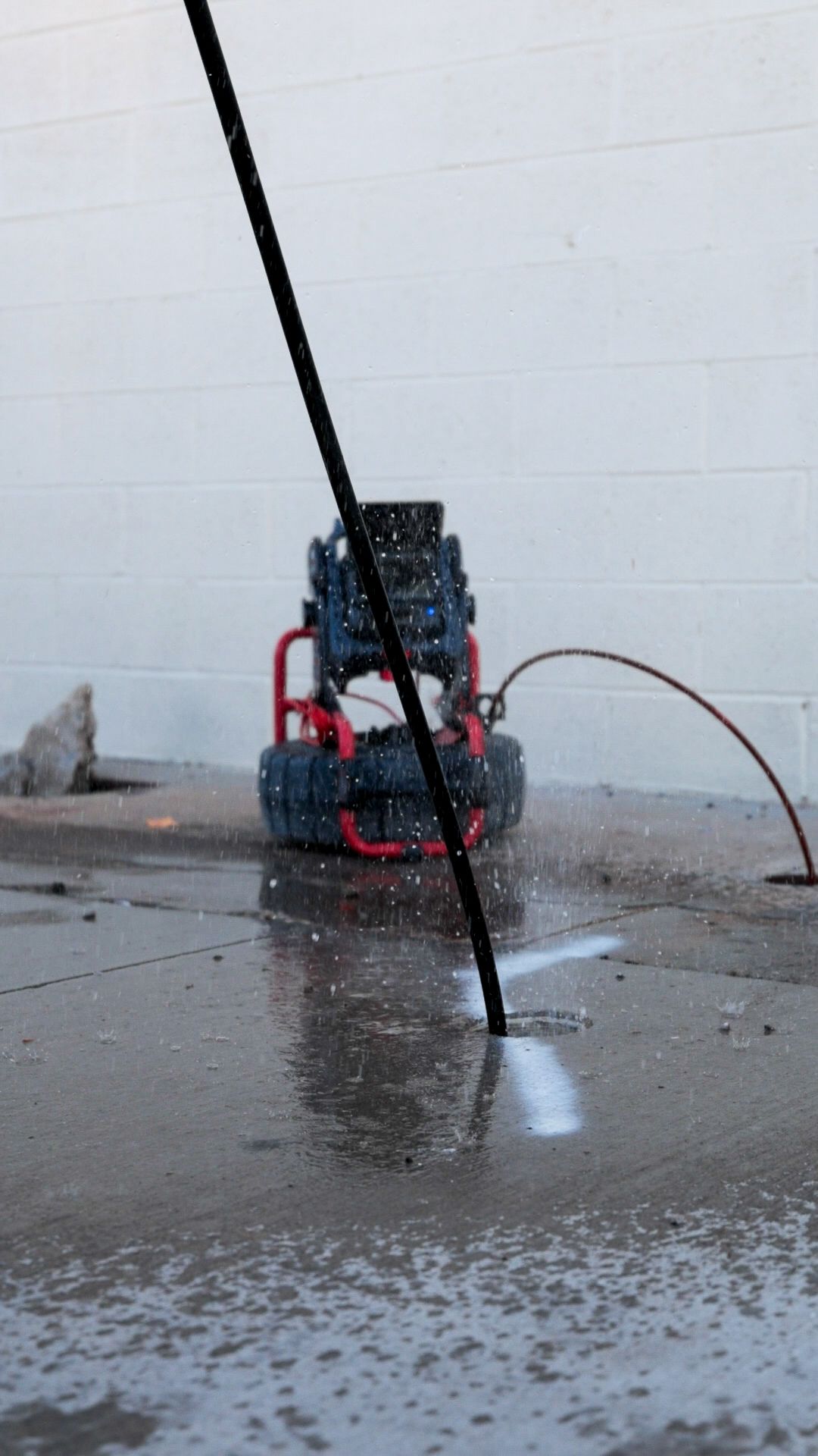A close up of a pipe coming out of the ground.