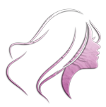 A drawing of a woman 's face with long hair.