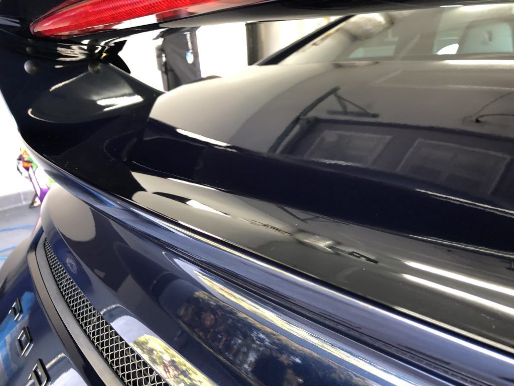 A close up of the rear end of a car