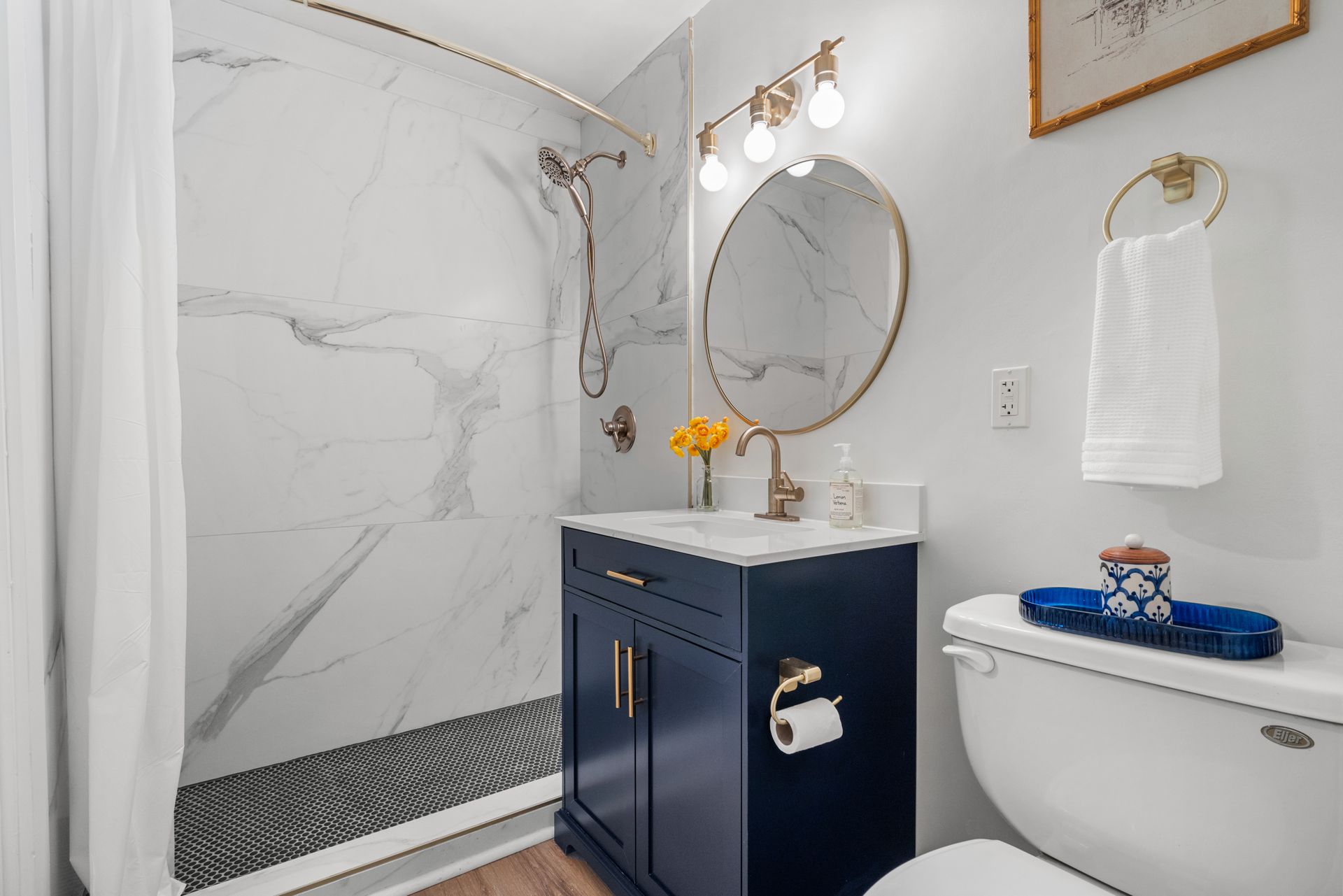 Bathroom at Clairmont Crest senior living apartments in Decatur, GA.