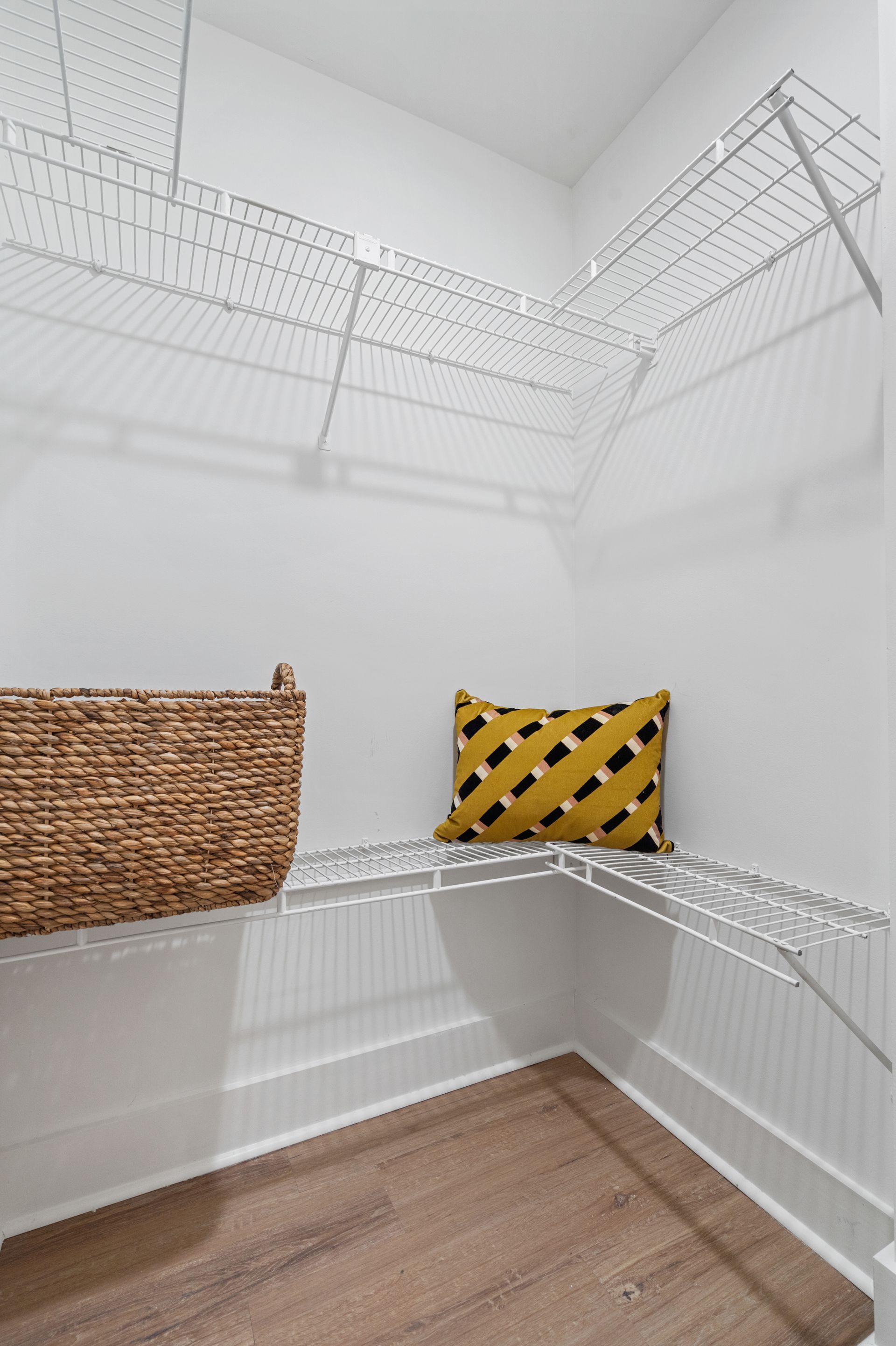 Closet space at Clairmont Crest senior living apartments in Decatur, GA.