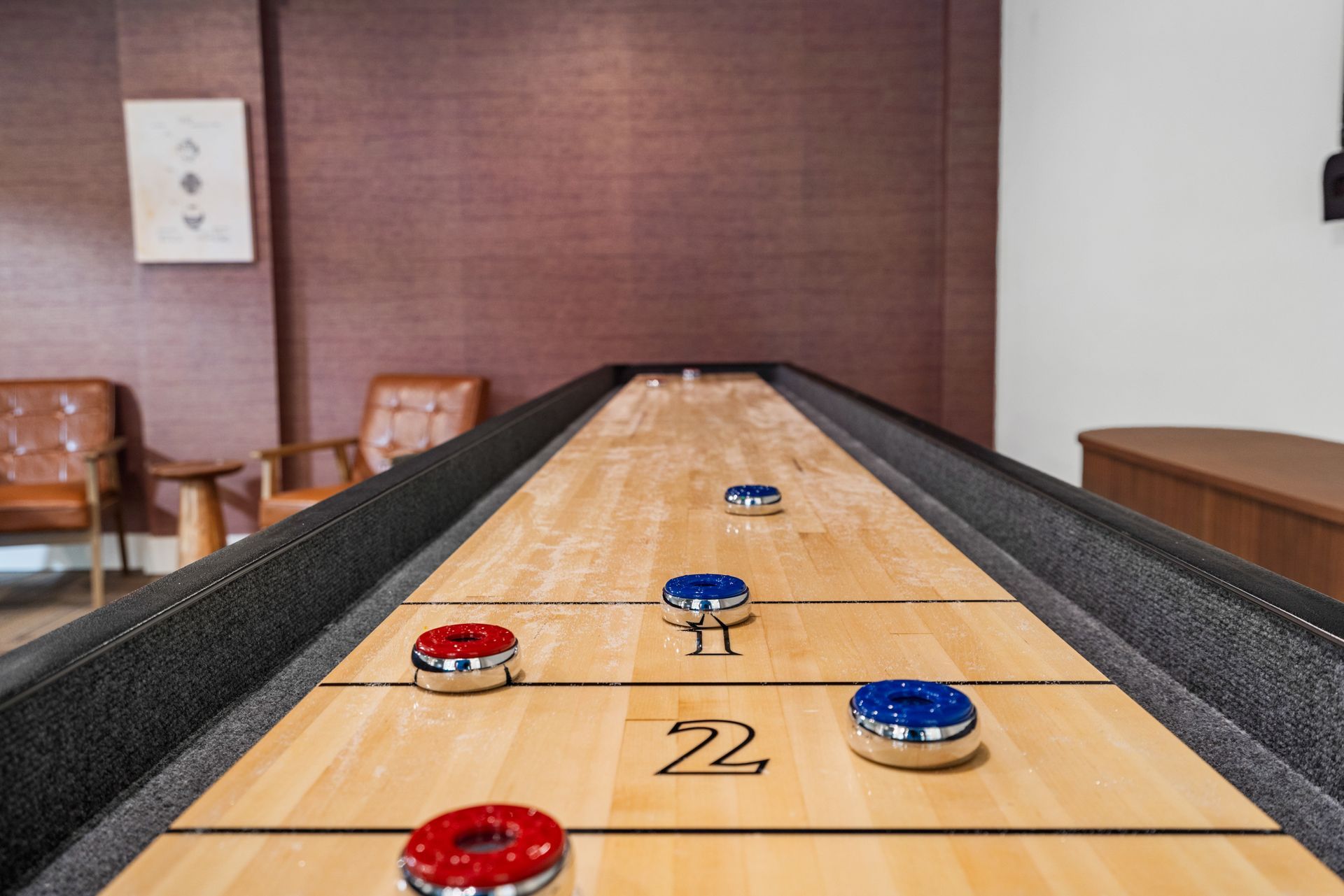 Game room at Clairmont Crest senior living apartments in Decatur, GA.