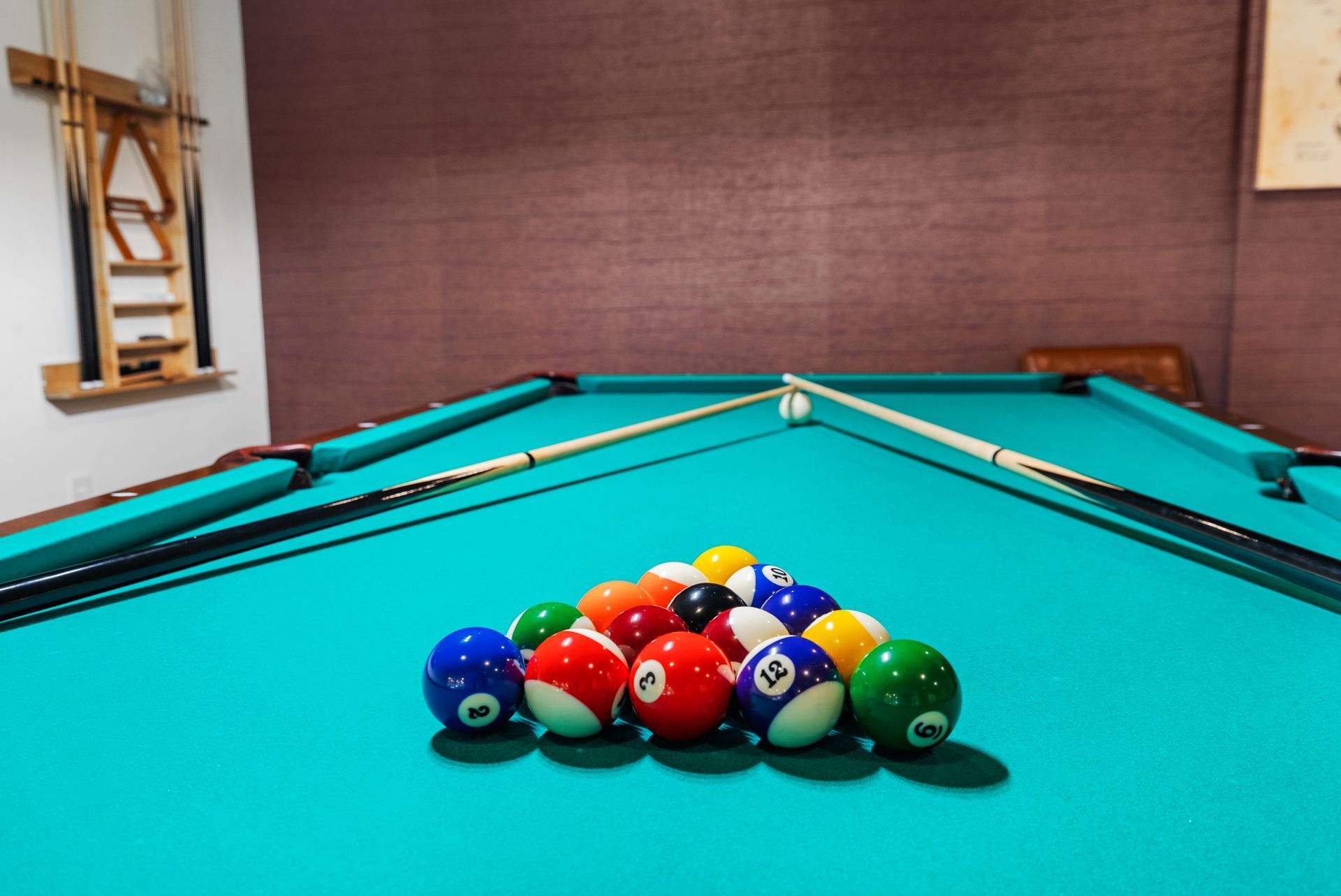 Game room at Clairmont Crest senior living apartments in Decatur, GA.