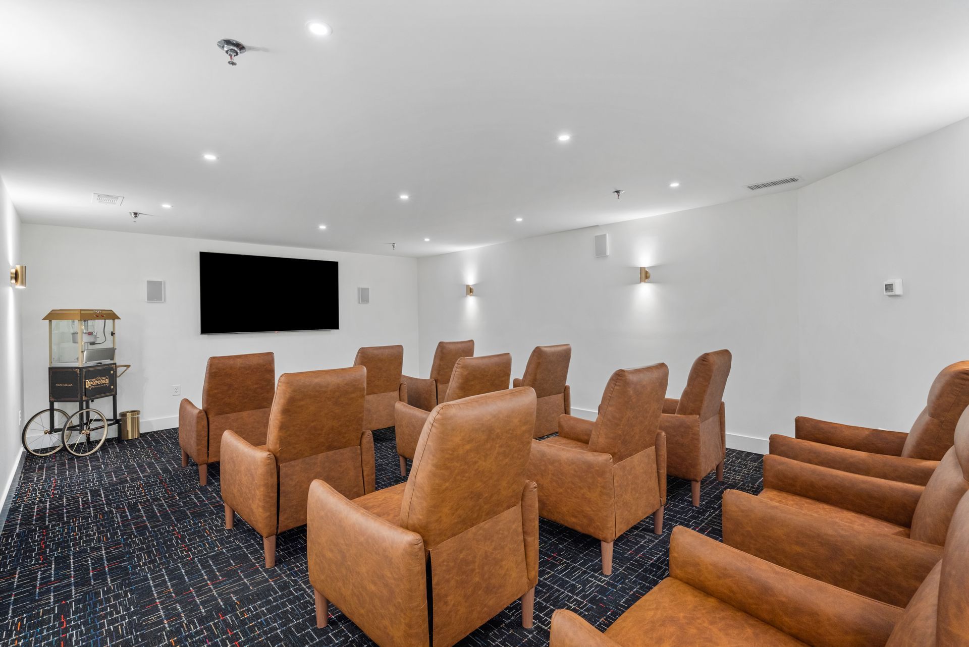 Movies room at Clairmont Crest senior living apartments in Decatur, GA.