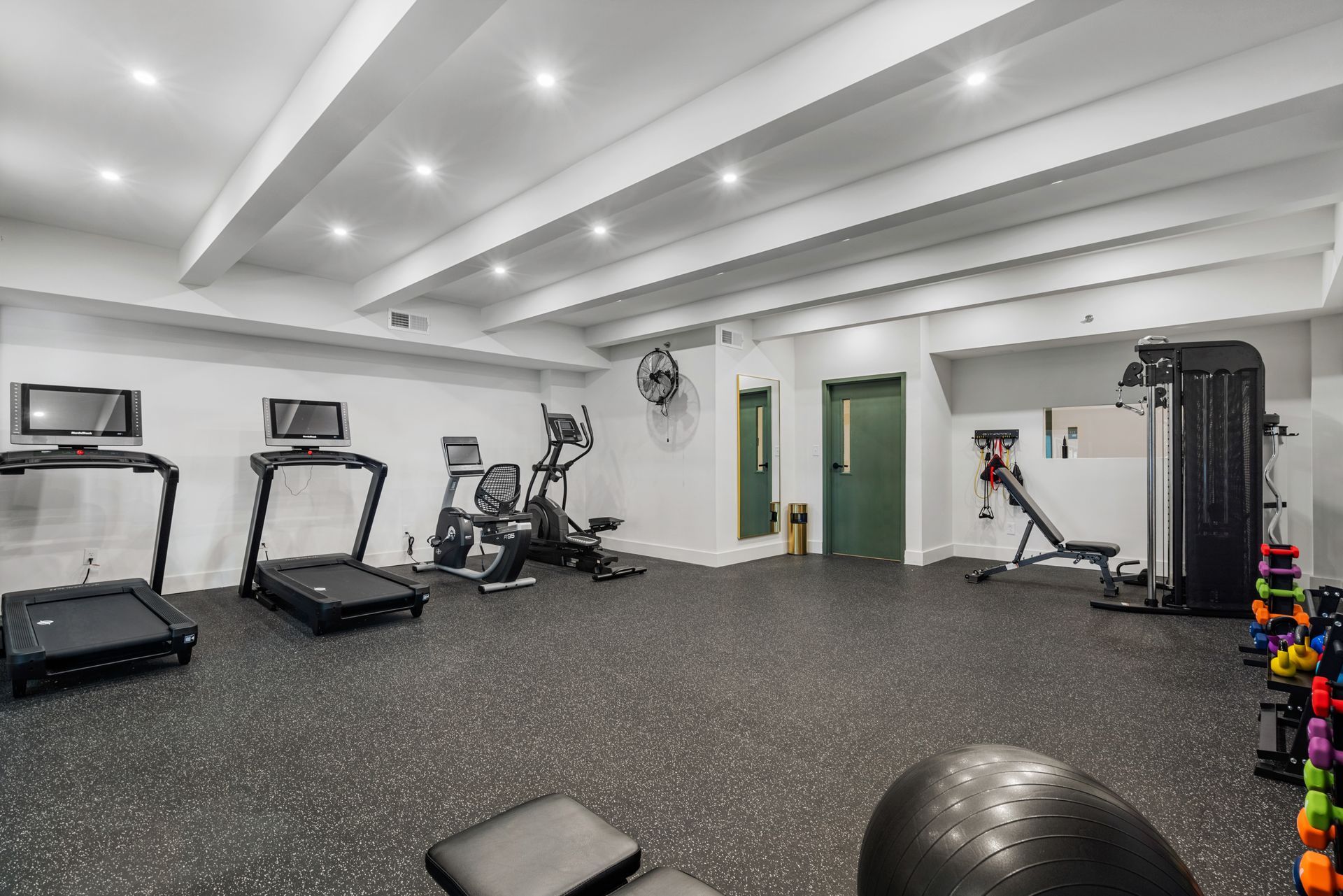 Fitness room at Clairmont Crest senior living apartments in Decatur, GA.