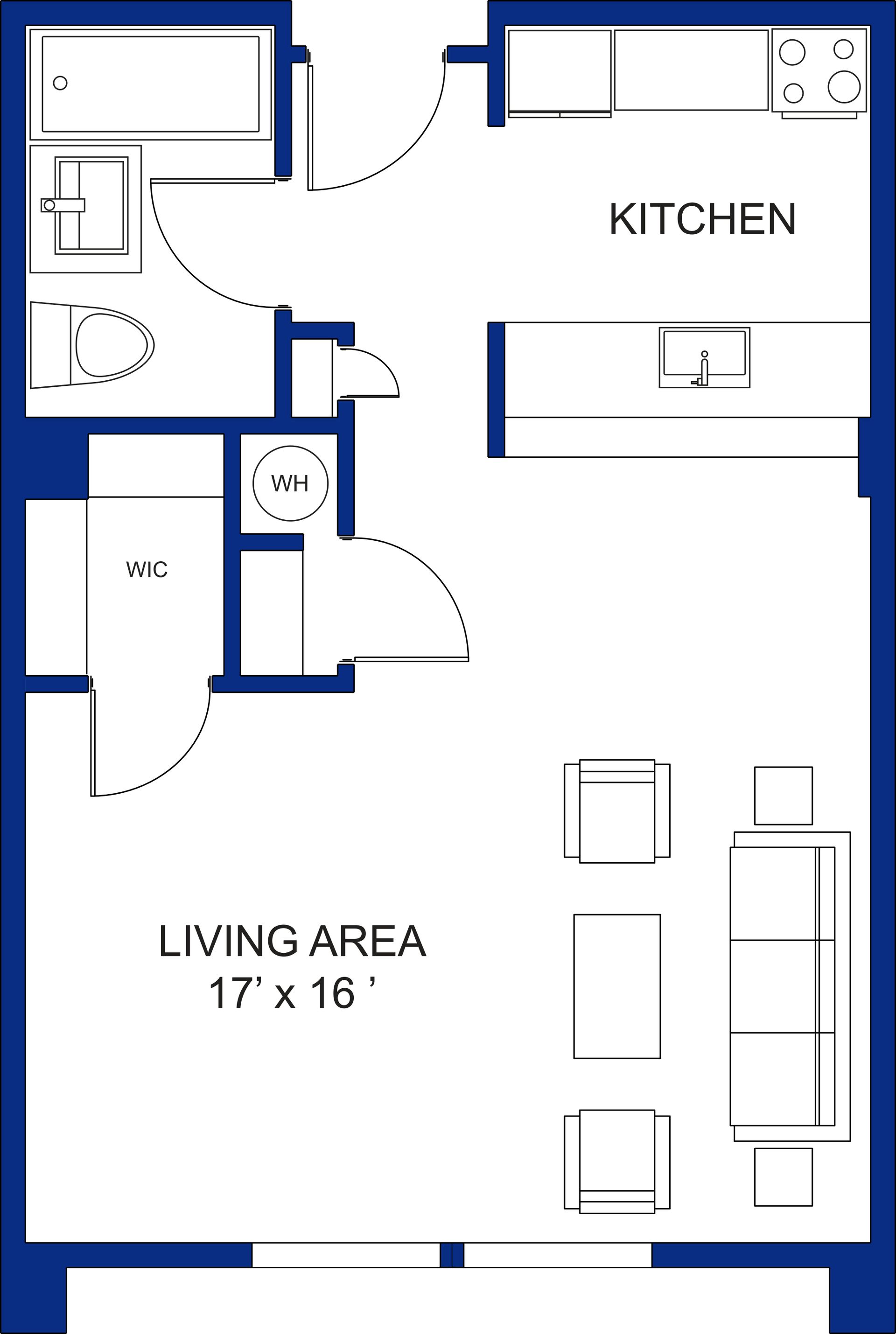 Floor plan layout at Clairmont Crest senior living apartments in Decatur, GA.