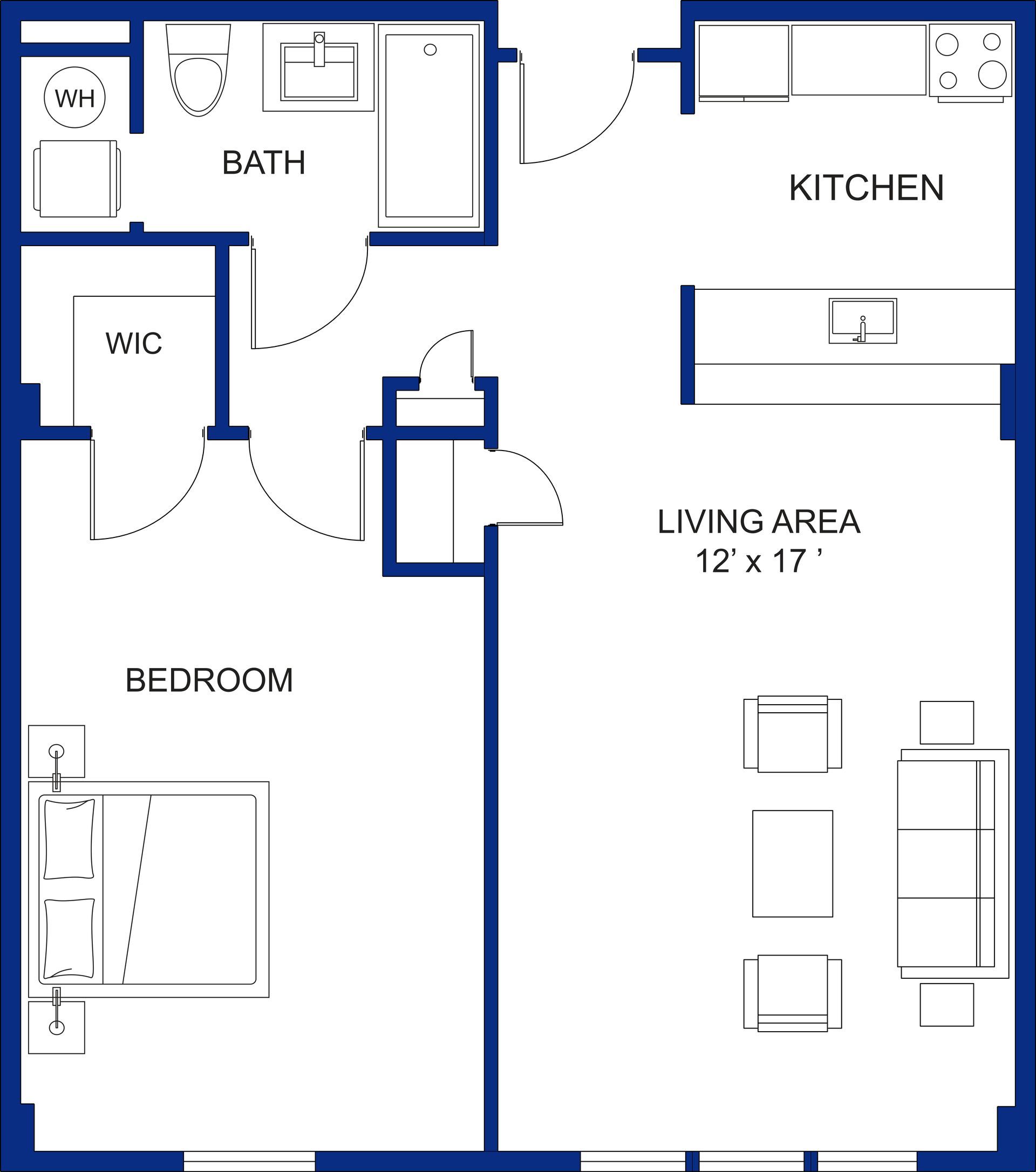 Floor plan layout at Clairmont Crest senior living apartments in Decatur, GA.