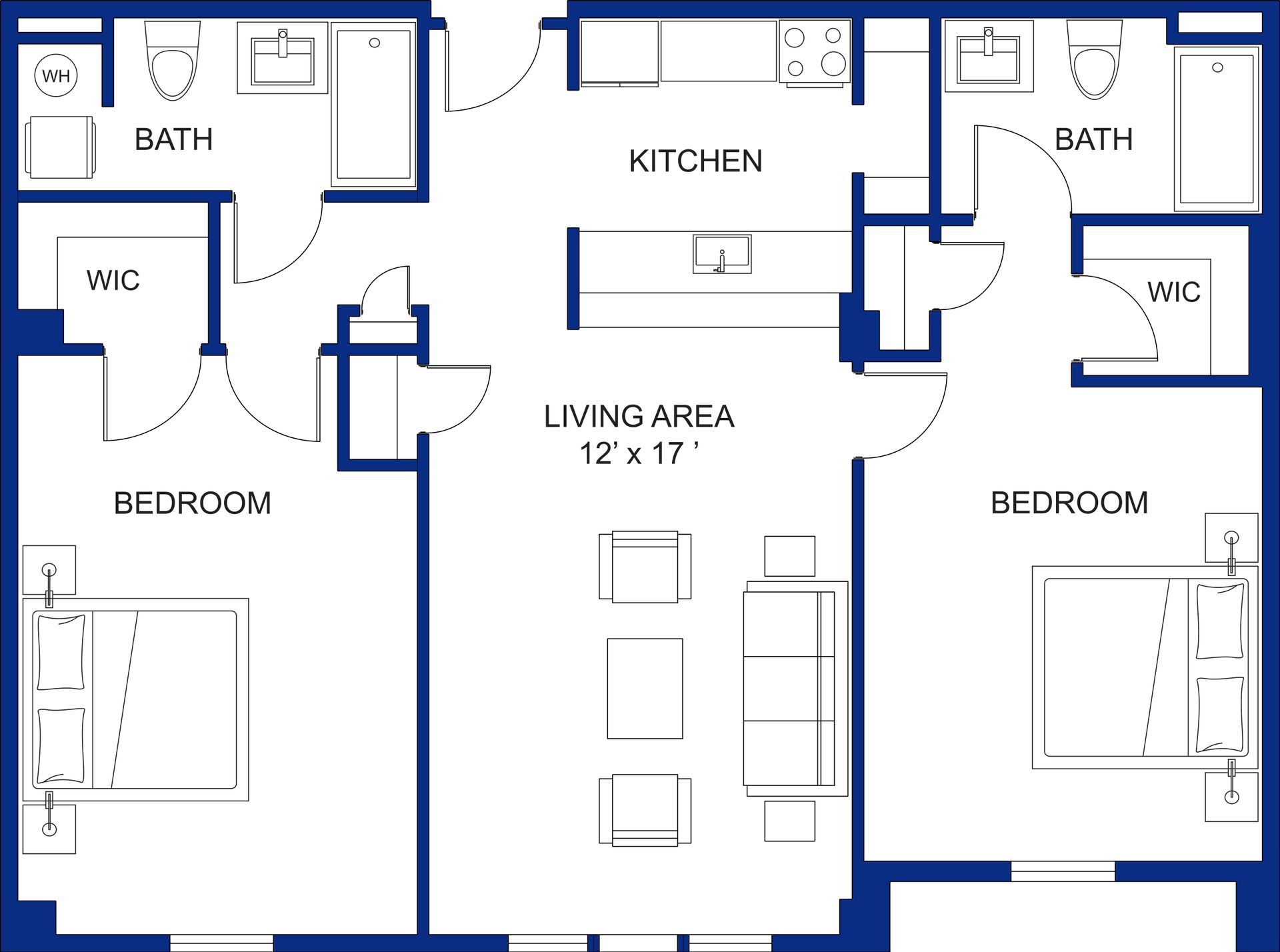 Floor plan layout at Clairmont Crest senior living apartments in Decatur, GA.
