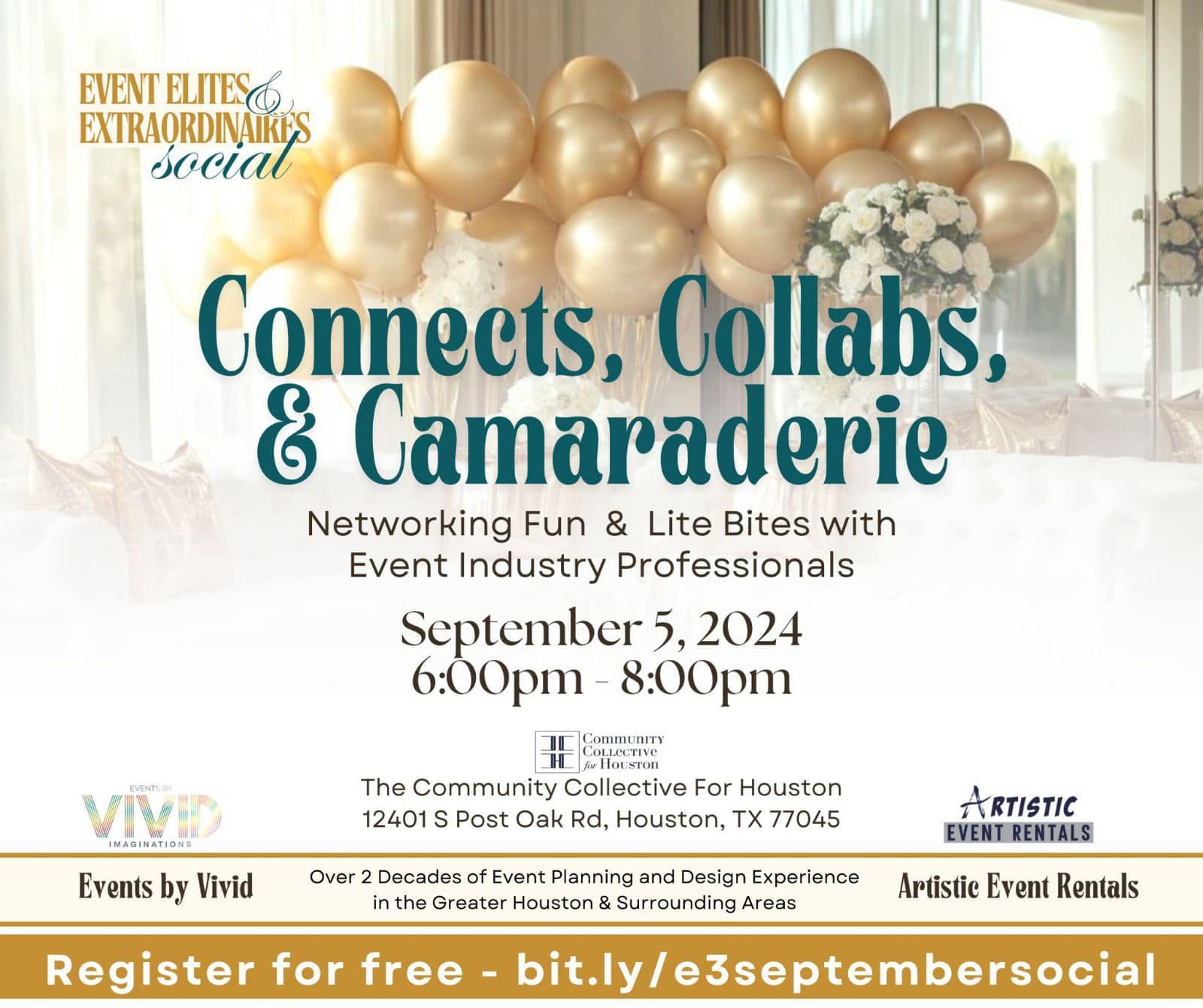 A flyer for an event called connects , collabs & camaraderie