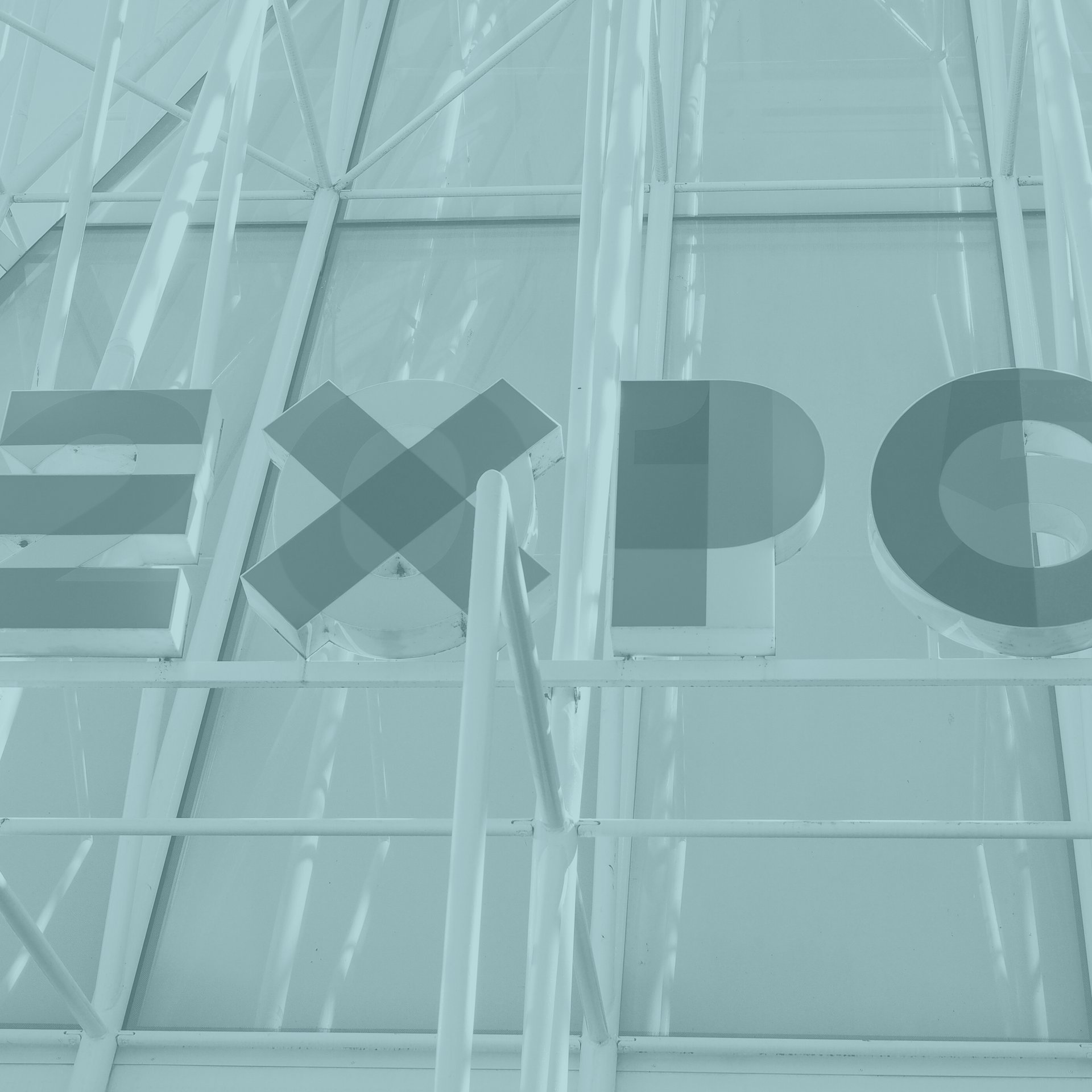 The word expo that is on a building