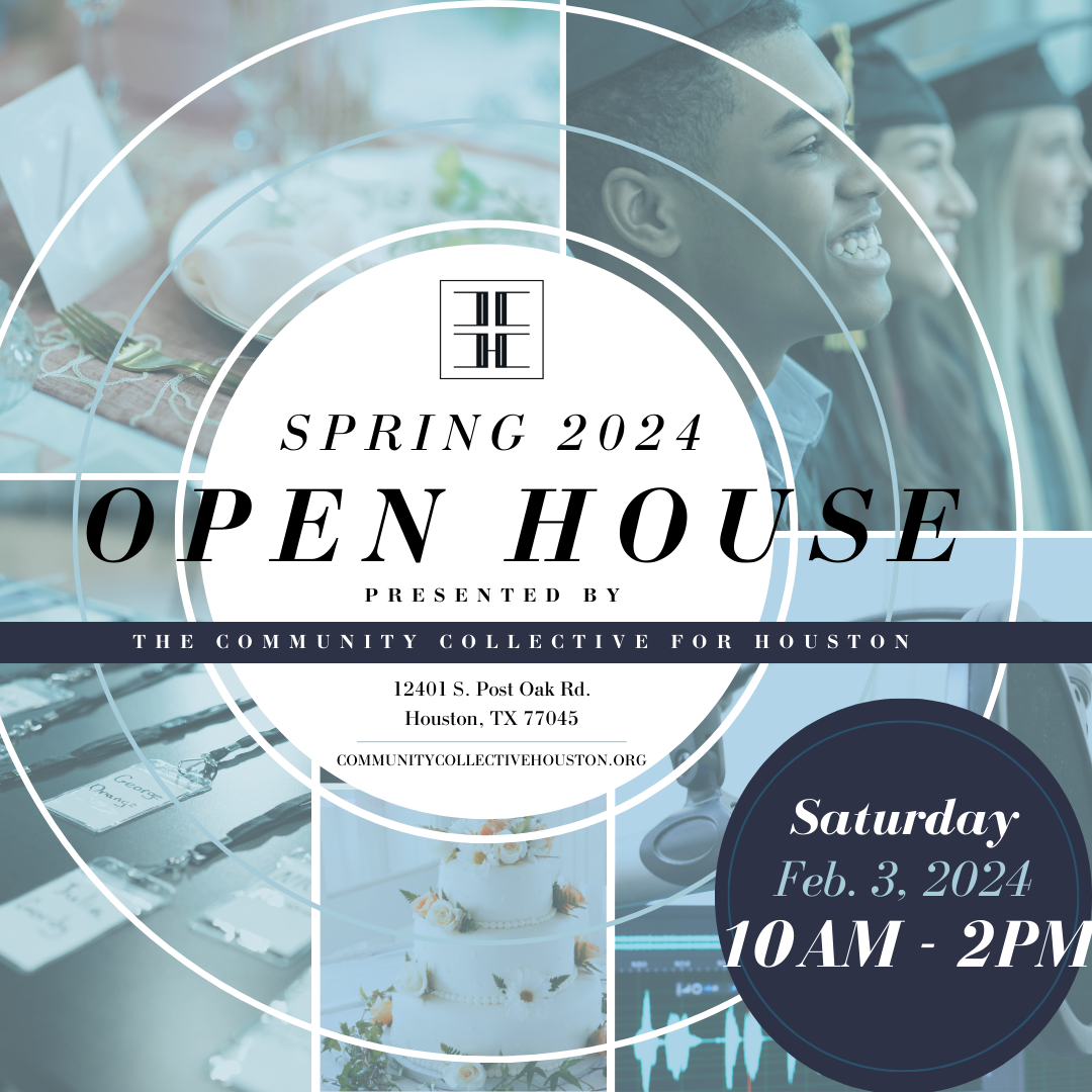A poster for a spring 2024 open house