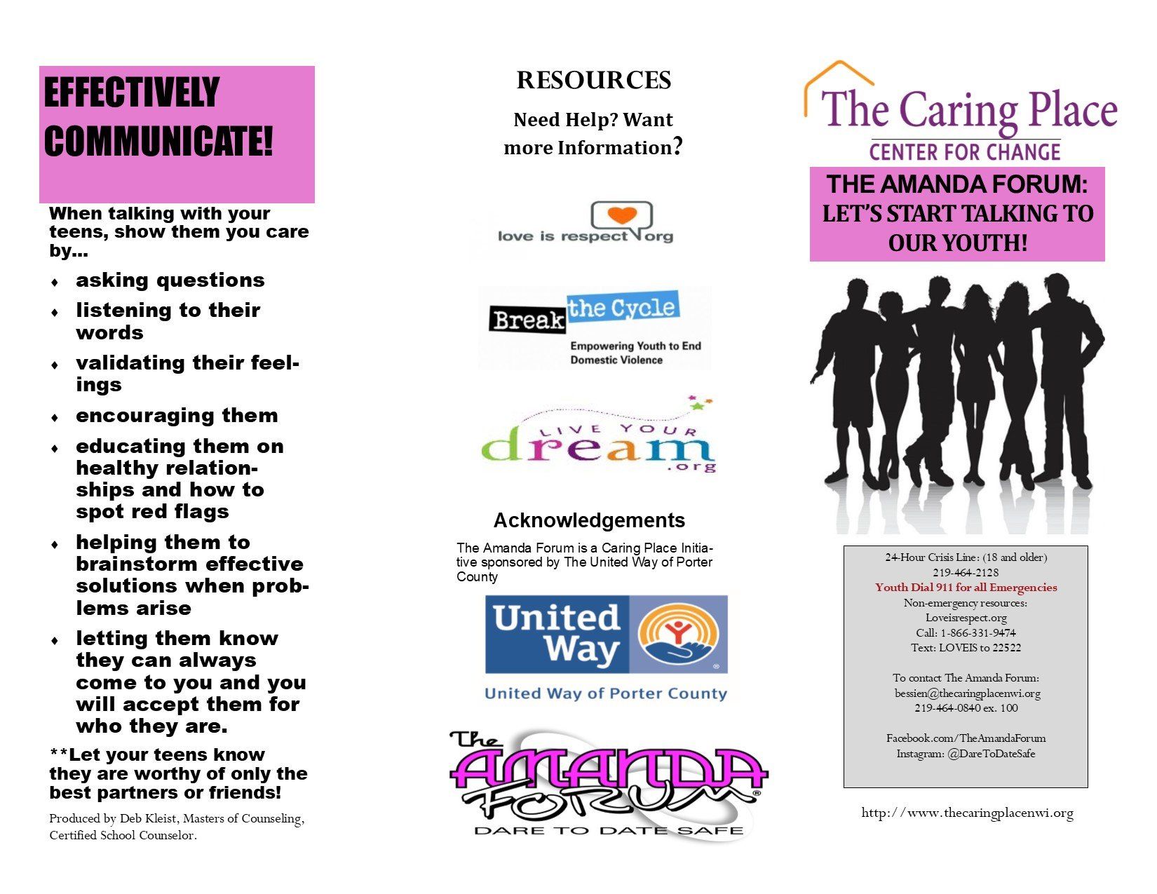 A pamphlet that says effectively communicate on it