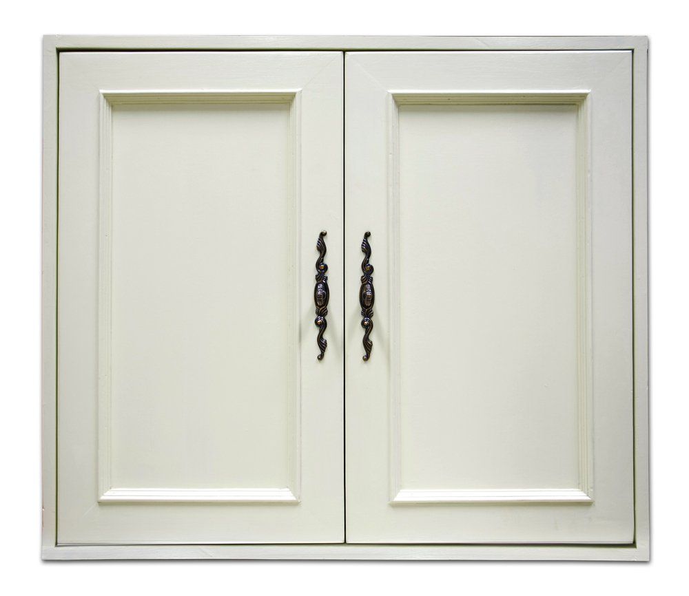 A Pair of White Cabinet Doors With Black Handles on a White Background — Dynamic 2-Pack In Rockville, QLD