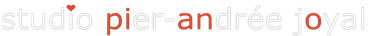 A white background with red letters that say studio pier annie joyal